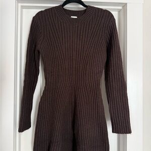 H&M Brown Ribbed Knit Dress